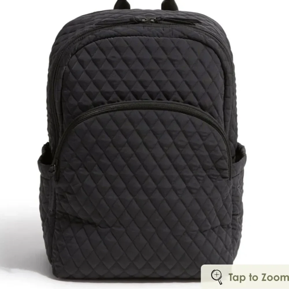 Vera Bradley Black Moonless Night Quilted Polyester Large Laptop Backpack 31 L